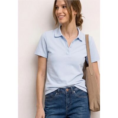 Street One Kurzarm Poloshirt in Rippstruktur - Blau - Damen Street One Kurzarm Poloshirt in Rippstruktur - Blau - Damen