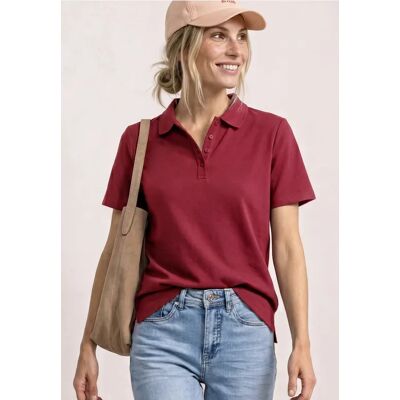 Street One Kurzarm Poloshirt in Rippstruktur - Rot - Damen Street One Kurzarm Poloshirt in Rippstruktur - Rot - Damen