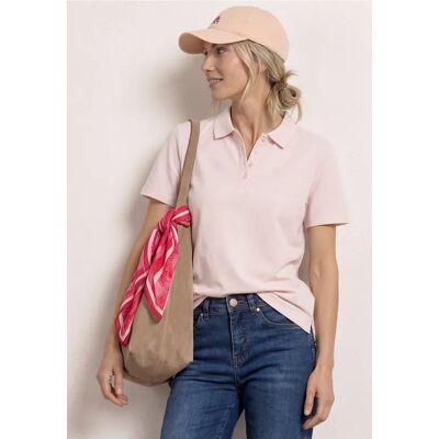 Street One Kurzarm Poloshirt in Rippstruktur - Rosa - Damen Street One Kurzarm Poloshirt in Rippstruktur - Rosa - Damen