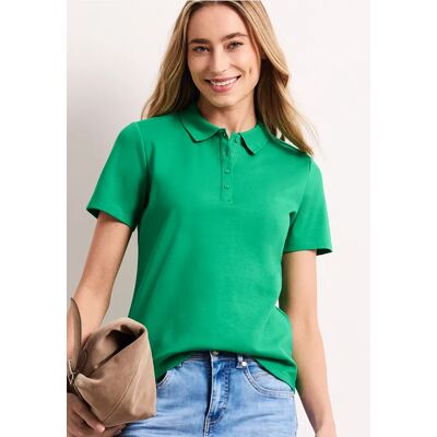 Street One Kurzarm Poloshirt in Rippstruktur - Grün - Damen Street One Kurzarm Poloshirt in Rippstruktur - Grün - Damen