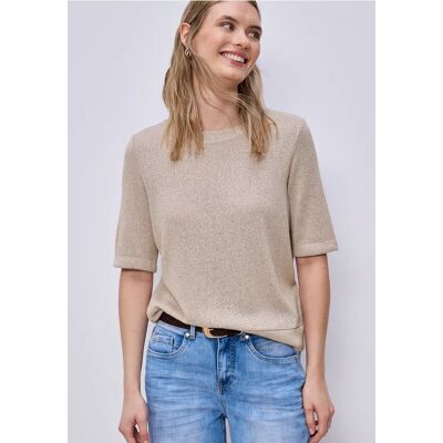 Street One Kurzarm Shirt im schimmernden Look - Beige - Damen Street One Kurzarm Shirt im schimmernden Look - Beige - Damen