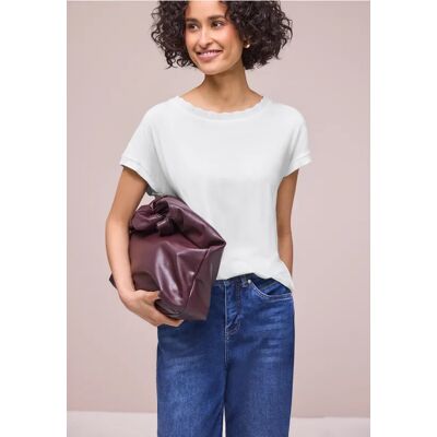 Street One T-Shirt mit Rundhals und Deko-Tape - Weiß - Damen Street One T-Shirt mit Rundhals und Deko-Tape - Weiß - Damen