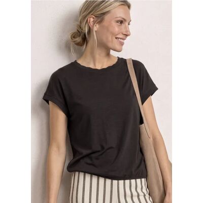 Street One T-Shirt mit Rundhals und Deko-Tape - Braun - Damen Street One T-Shirt mit Rundhals und Deko-Tape - Braun - Damen