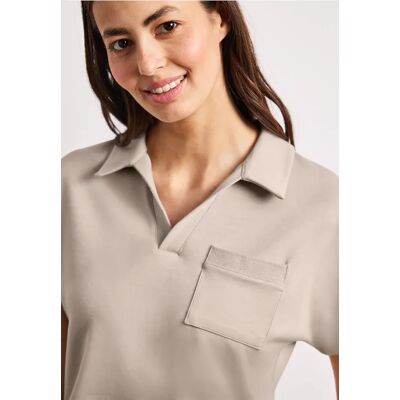 Street One Kurzarm Poloshirt mit Glitzer - Beige - Damen Street One Kurzarm Poloshirt mit Glitzer - Beige - Damen