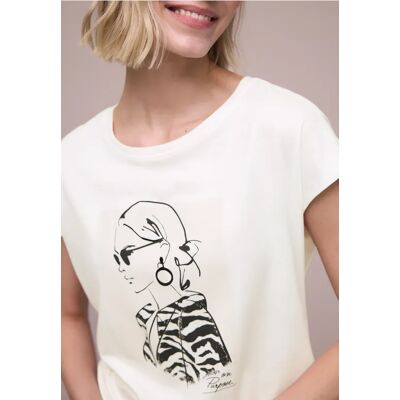 Street One Dropped Shoulder Shirt mit Print - Weiß - Damen Street One Dropped Shoulder Shirt mit Print - Weiß - Damen