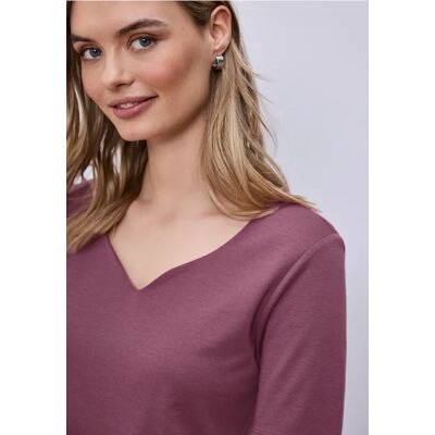 Street One Kurzarm Shirt mit Herzausschnitt - Rosa - Damen Street One Kurzarm Shirt mit Herzausschnitt - Rosa - Damen