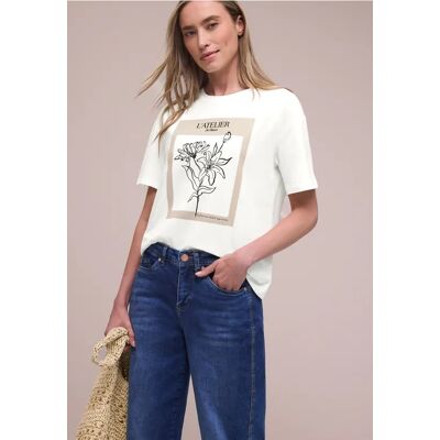 Street One Kurzarmshirt mit Rundhals und Print - Weiß - Damen Street One Kurzarmshirt mit Rundhals und Print - Weiß - Damen