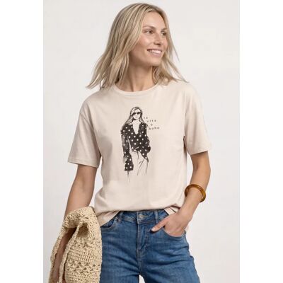 Street One T-Shirt mit Rundhals und Print - Beige - Damen Street One T-Shirt mit Rundhals und Print - Beige - Damen