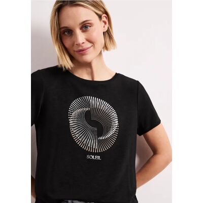 Street One Kurzarm Shirt mit Rundhals und Print - Schwarz - Damen Street One Kurzarm Shirt mit Rundhals und Print - Schwarz - Damen