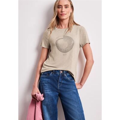 Street One Kurzarm Shirt mit Rundhals und Print - Beige - Damen Street One Kurzarm Shirt mit Rundhals und Print - Beige - Damen