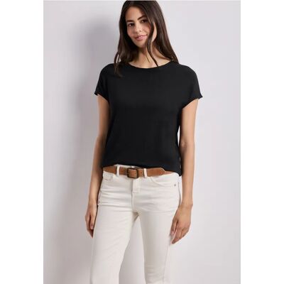 Street One Kurzarm Shirt mit U-Boot-Ausschnitt - Schwarz - Damen Street One Kurzarm Shirt mit U-Boot-Ausschnitt - Schwarz - Damen