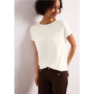 Street One Kurzarm Shirt mit U-Boot-Ausschnitt - Weiß - Damen Street One Kurzarm Shirt mit U-Boot-Ausschnitt - Weiß - Damen
