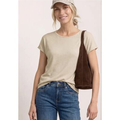 Street One Kurzarm Shirt mit U-Boot-Ausschnitt - Beige - Damen Street One Kurzarm Shirt mit U-Boot-Ausschnitt - Beige - Damen