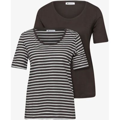 Street One T-Shirts mit rounded V-Neck im 2er-Pack - Braun - Damen Street One T-Shirts mit rounded V-Neck im 2er-Pack - Braun - Damen
