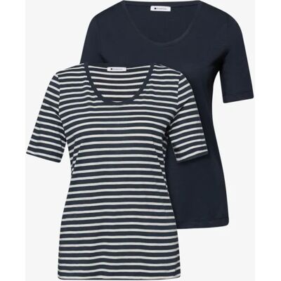 Street One T-Shirts mit rounded V-Neck im 2er-Pack - Blau - Damen Street One T-Shirts mit rounded V-Neck im 2er-Pack - Blau - Damen