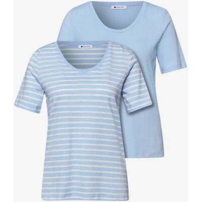 Street One T-Shirts mit rounded V-Neck im 2er-Pack - Blau - Damen Street One T-Shirts mit rounded V-Neck im 2er-Pack - Blau - Damen