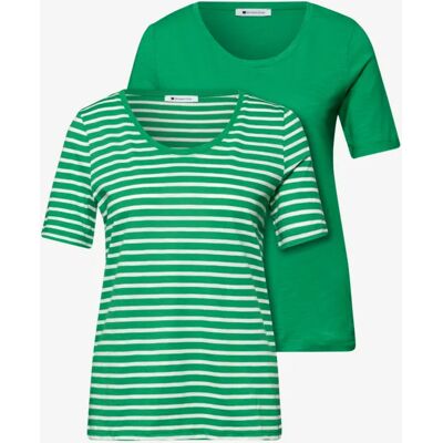 Street One T-Shirts mit rounded V-Neck im 2er-Pack - Grün - Damen Street One T-Shirts mit rounded V-Neck im 2er-Pack - Grün - Damen
