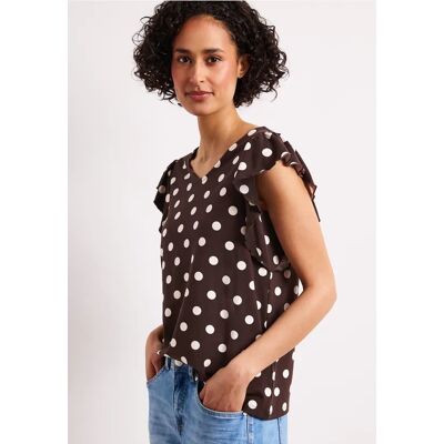 Street One Shirt mit V-Neck und Volant-Ärmeln - Braun - Damen Street One Shirt mit V-Neck und Volant-Ärmeln - Braun - Damen
