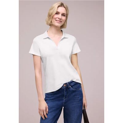 Street One Kurzarm Poloshirt mit Split Neck - Weiß - Damen Street One Kurzarm Poloshirt mit Split Neck - Weiß - Damen