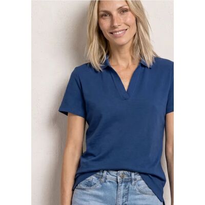 Street One Kurzarm Poloshirt mit Split Neck - Blau - Damen Street One Kurzarm Poloshirt mit Split Neck - Blau - Damen