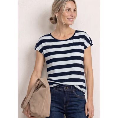 Street One Kurzarm Shirt mit Rundhals und Print - Blau - Damen Street One Kurzarm Shirt mit Rundhals und Print - Blau - Damen