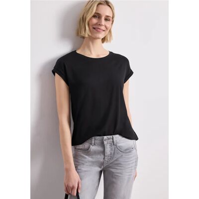 Street One T-Shirt mit Boatneck und Deko-Tape - Schwarz - Damen Street One T-Shirt mit Boatneck und Deko-Tape - Schwarz - Damen
