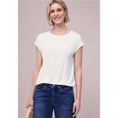 Street One T-Shirt mit Boatneck und Deko-Tape - Weiß - Damen Street One T-Shirt mit Boatneck und Deko-Tape - Weiß - Damen