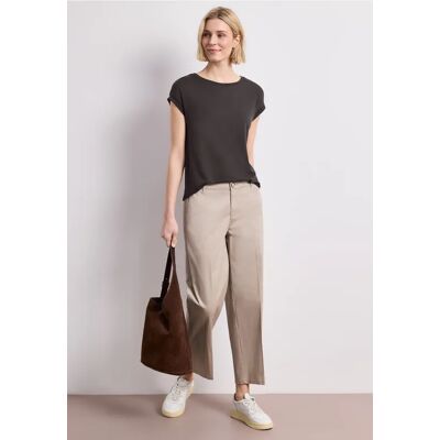 Street One T-Shirt mit Boatneck und Deko-Tape - Braun - Damen Street One T-Shirt mit Boatneck und Deko-Tape - Braun - Damen