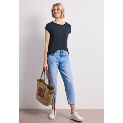 Street One T-Shirt mit Boatneck und Deko-Tape - Blau - Damen Street One T-Shirt mit Boatneck und Deko-Tape - Blau - Damen