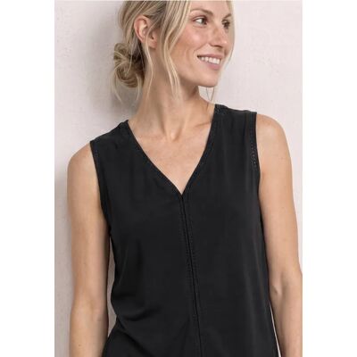 Street One Top mit V-Neck und Crochet-Tape - Schwarz - Damen Street One Top mit V-Neck und Crochet-Tape - Schwarz - Damen
