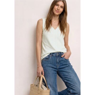 Street One Top mit V-Neck und Crochet-Tape - Weiß - Damen Street One Top mit V-Neck und Crochet-Tape - Weiß - Damen