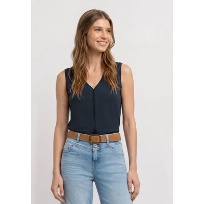 Street One Top mit V-Neck und Crochet-Tape - Blau - Damen Street One Top mit V-Neck und Crochet-Tape - Blau - Damen