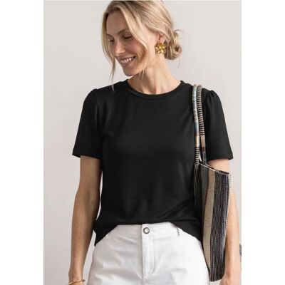 Street One T-Shirt mit gerafftem Ärmel - Schwarz - Damen Street One T-Shirt mit gerafftem Ärmel - Schwarz - Damen