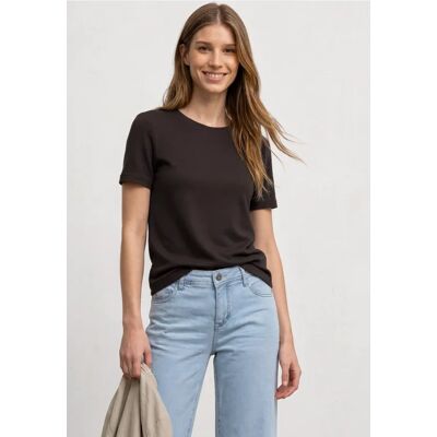 Street One T-Shirt mit gerafftem Ärmel - Braun - Damen Street One T-Shirt mit gerafftem Ärmel - Braun - Damen