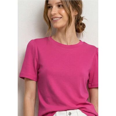 Street One T-Shirt mit gerafftem Ärmel - Pink - Damen Street One T-Shirt mit gerafftem Ärmel - Pink - Damen