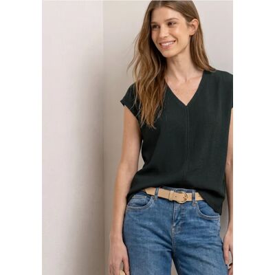Street One T-Shirt mit Strukturmix und Tape - Grün - Damen Street One T-Shirt mit Strukturmix und Tape - Grün - Damen