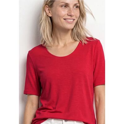 Street One Kurzarm Shirt mit Knotendetail - Rot - Damen Street One Kurzarm Shirt mit Knotendetail - Rot - Damen