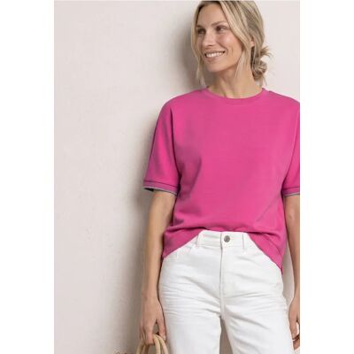 Street One T-Shirt mit Rundhals im Silk-Look - Pink - Damen Street One T-Shirt mit Rundhals im Silk-Look - Pink - Damen