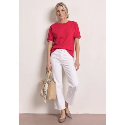 Street One T-Shirt mit Rundhals im Silk-Look - Rot - Damen Street One T-Shirt mit Rundhals im Silk-Look - Rot - Damen