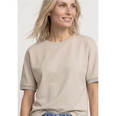 Street One T-Shirt mit Rundhals im Silk-Look - Beige - Damen Street One T-Shirt mit Rundhals im Silk-Look - Beige - Damen