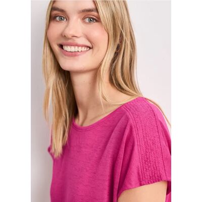 Street One T-Shirt mit Boat Neck und Smok-Detail - Pink - Damen Street One T-Shirt mit Boat Neck und Smok-Detail - Pink - Damen