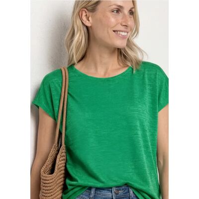 Street One T-Shirt mit Boat Neck und Smok-Detail - Grün - Damen Street One T-Shirt mit Boat Neck und Smok-Detail - Grün - Damen