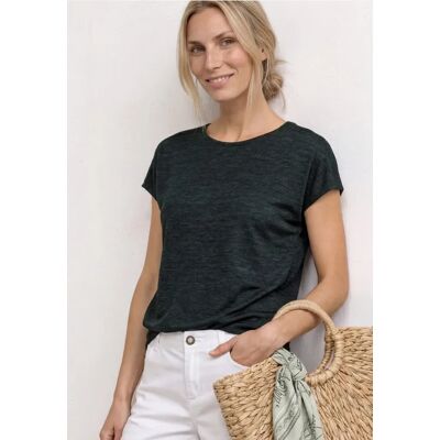 Street One T-Shirt mit Boat Neck und Smok-Detail - Grün - Damen Street One T-Shirt mit Boat Neck und Smok-Detail - Grün - Damen