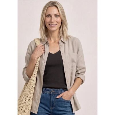 Street One Top mit V-Neck und Strukturmix - Braun - Damen Street One Top mit V-Neck und Strukturmix - Braun - Damen