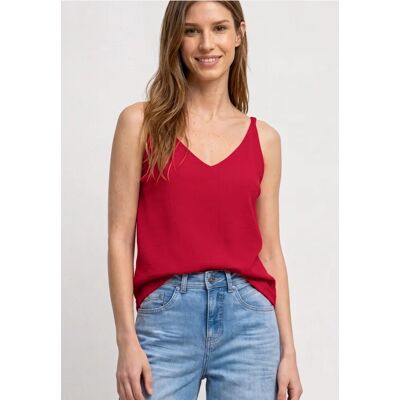 Street One Top mit V-Neck und Strukturmix - Rot - Damen Street One Top mit V-Neck und Strukturmix - Rot - Damen