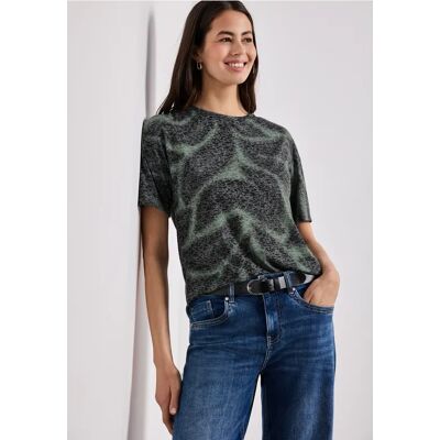 Street One Shirt im Ausbrenner-Look mit Print - Grün - Damen Street One Shirt im Ausbrenner-Look mit Print - Grün - Damen