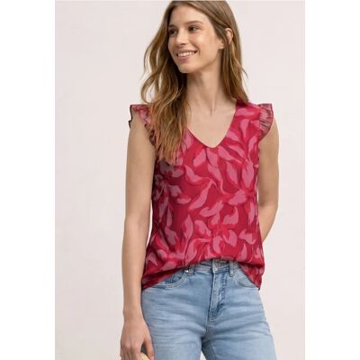 Street One Mesh-Top mit V-Neck und Print - Rot - Damen Street One Mesh-Top mit V-Neck und Print - Rot - Damen