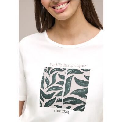 Street One T-Shirt mit Rundhals und Blätter-Artwork - Weiß - Damen Street One T-Shirt mit Rundhals und Blätter-Artwork - Weiß - Damen