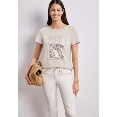 Street One T-Shirt mit Rundhals und Folienprint - Beige - Damen Street One T-Shirt mit Rundhals und Folienprint - Beige - Damen