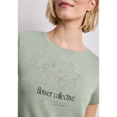 Street One T-Shirt mit Rundhals und Artwork - Grün - Damen Street One T-Shirt mit Rundhals und Artwork - Grün - Damen